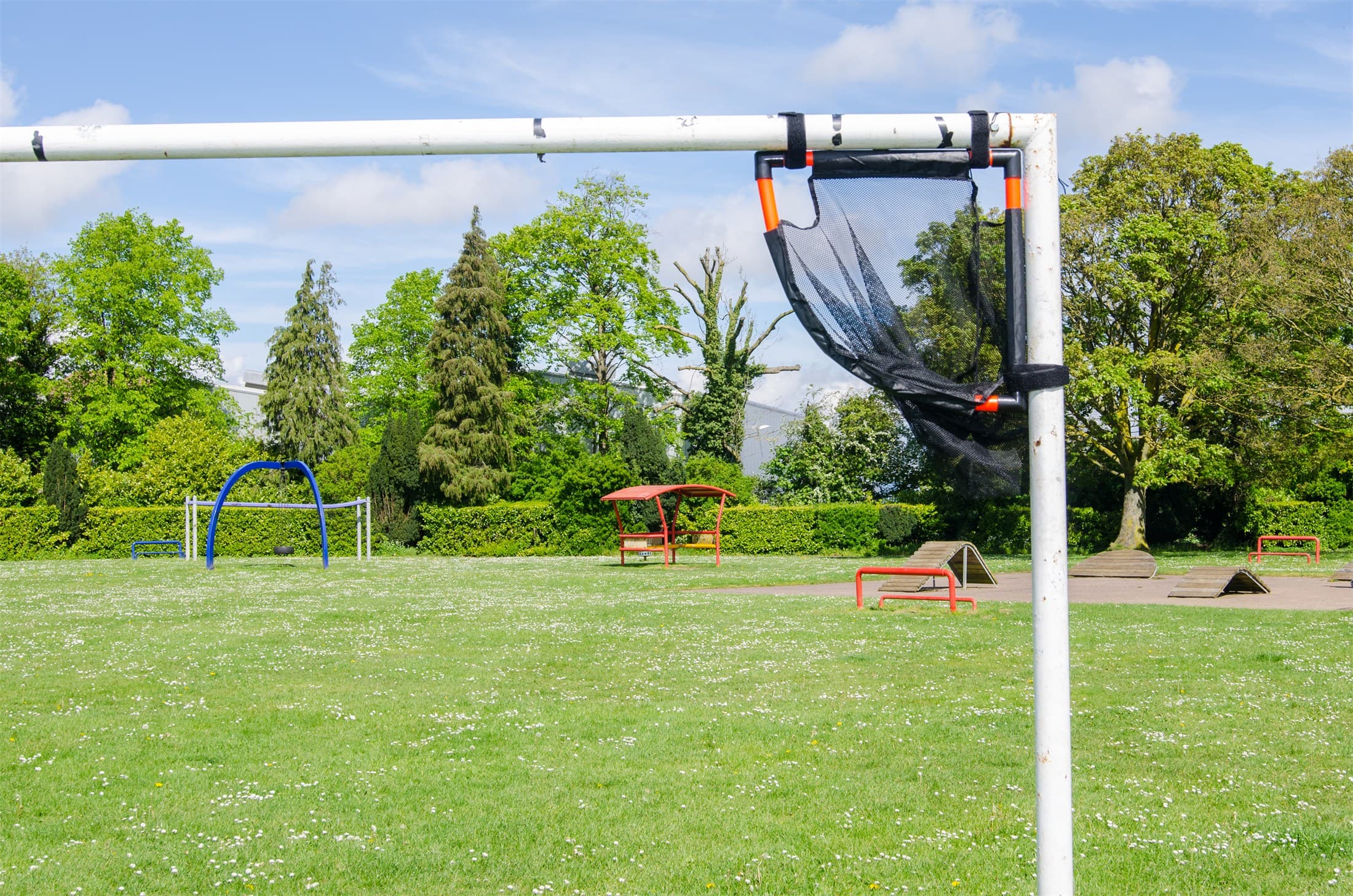 Front view of the TopCorner target fitted to the goal during shooting practice